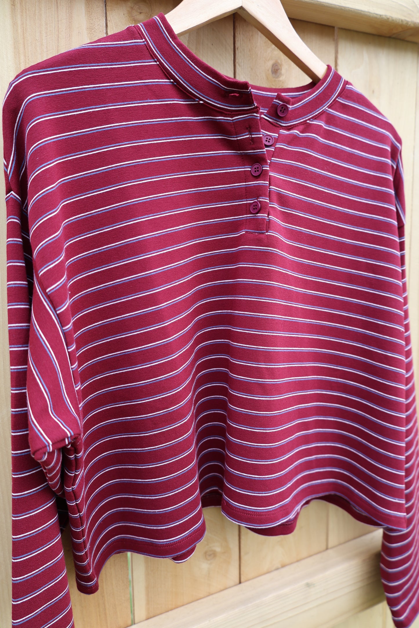 Le Lis - Maroon/Multi Striped Oversized Long Sleeve Top