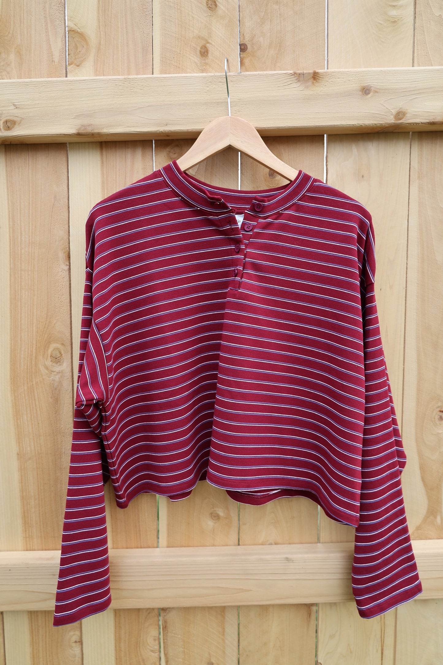 Le Lis - Maroon/Multi Striped Oversized Long Sleeve Top