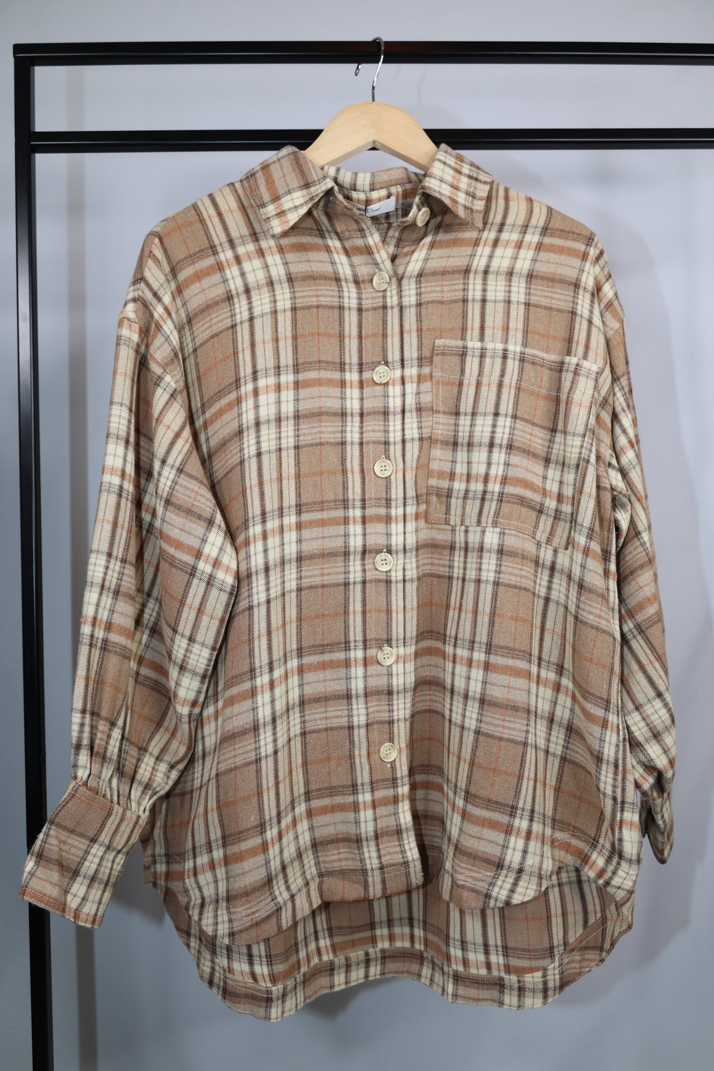 Mustard Seed - Beige/Multi Plaid Patch Pocket Flannel