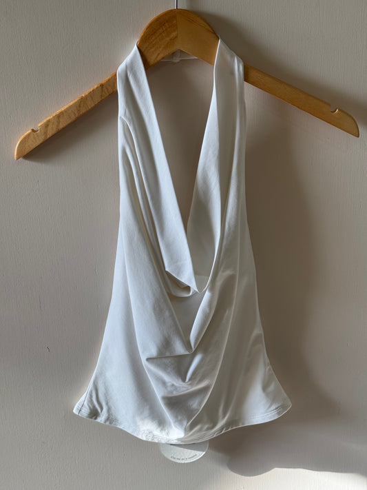 Le Lis - White Open Back Cowl Neck Halter Top
