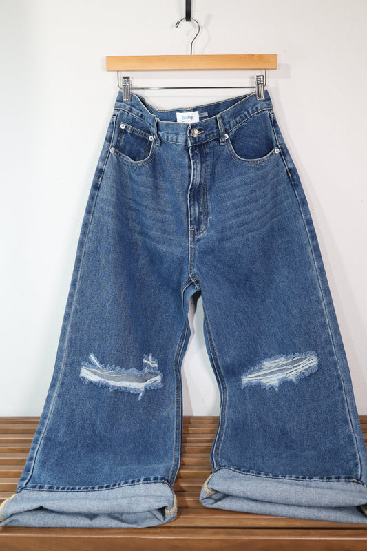 Bluivy - HIGH RISE DISTRESSED DENIM JEANS