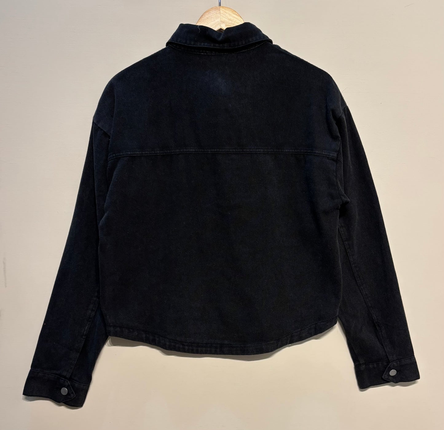 Vintage Black Washed Cotton Twill Utility Jacket