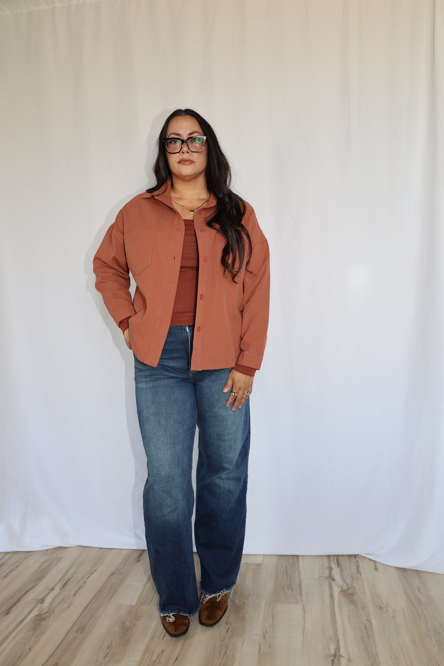Here For You button front shirt