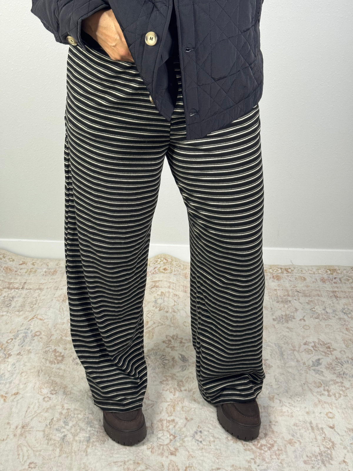 Do You Like Scary Movies stripe knit lounge pants