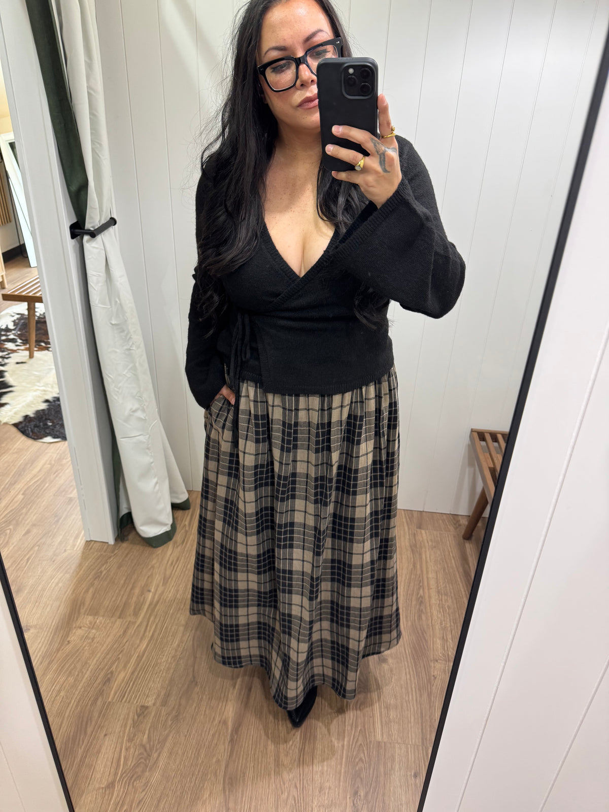 Show Me A Good Time plaid A-line maxi skirt