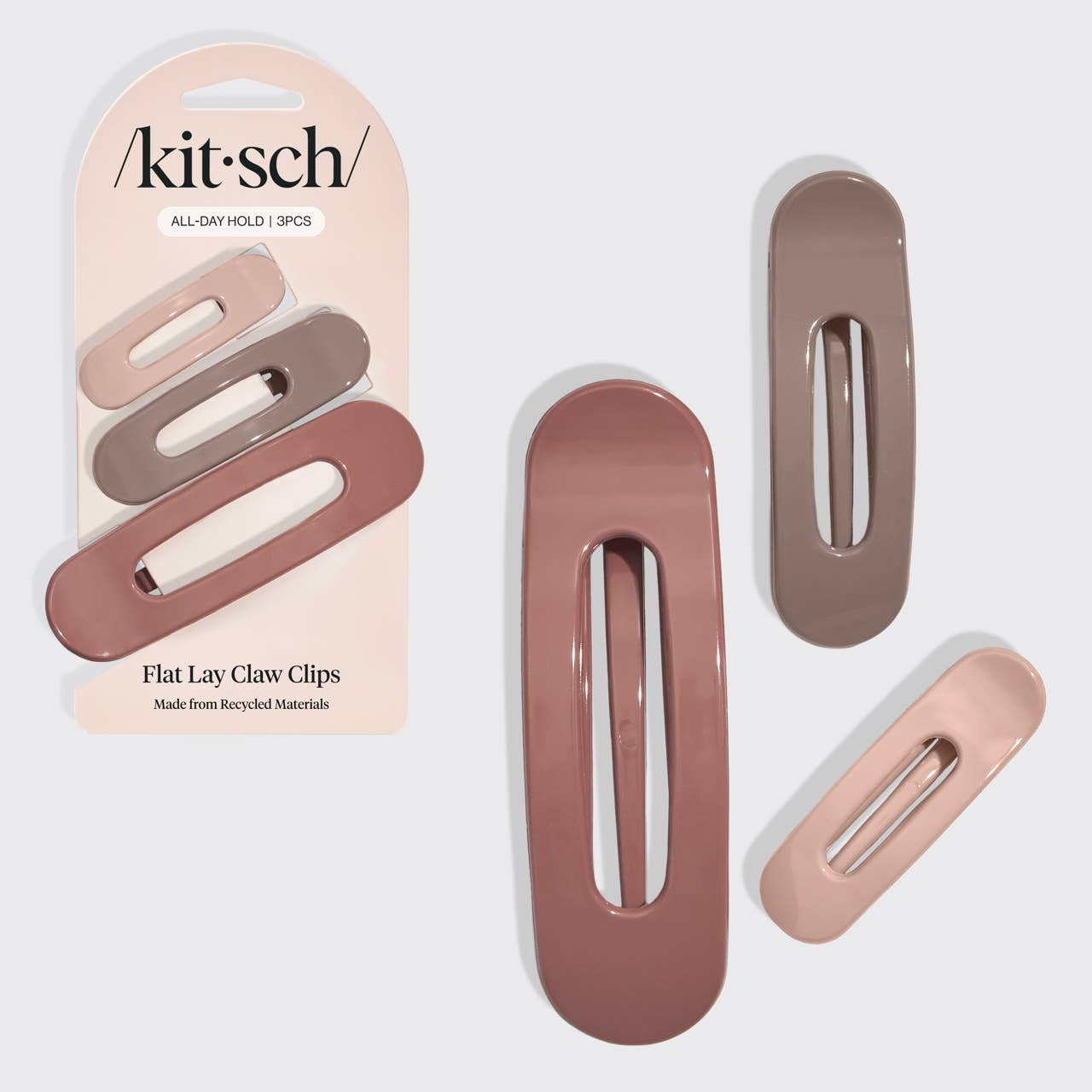 KITSCH - Flat Lay Claw Clip 3pc Flat - Ultra Glossy Terracotta
