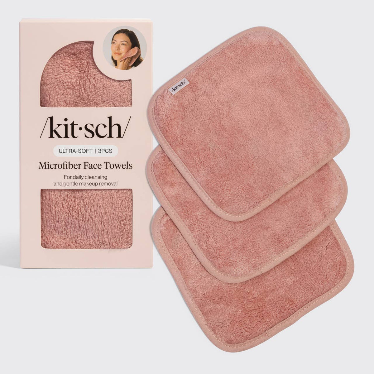 KITSCH - Microfiber Face Towels 3pc Set - Terracotta