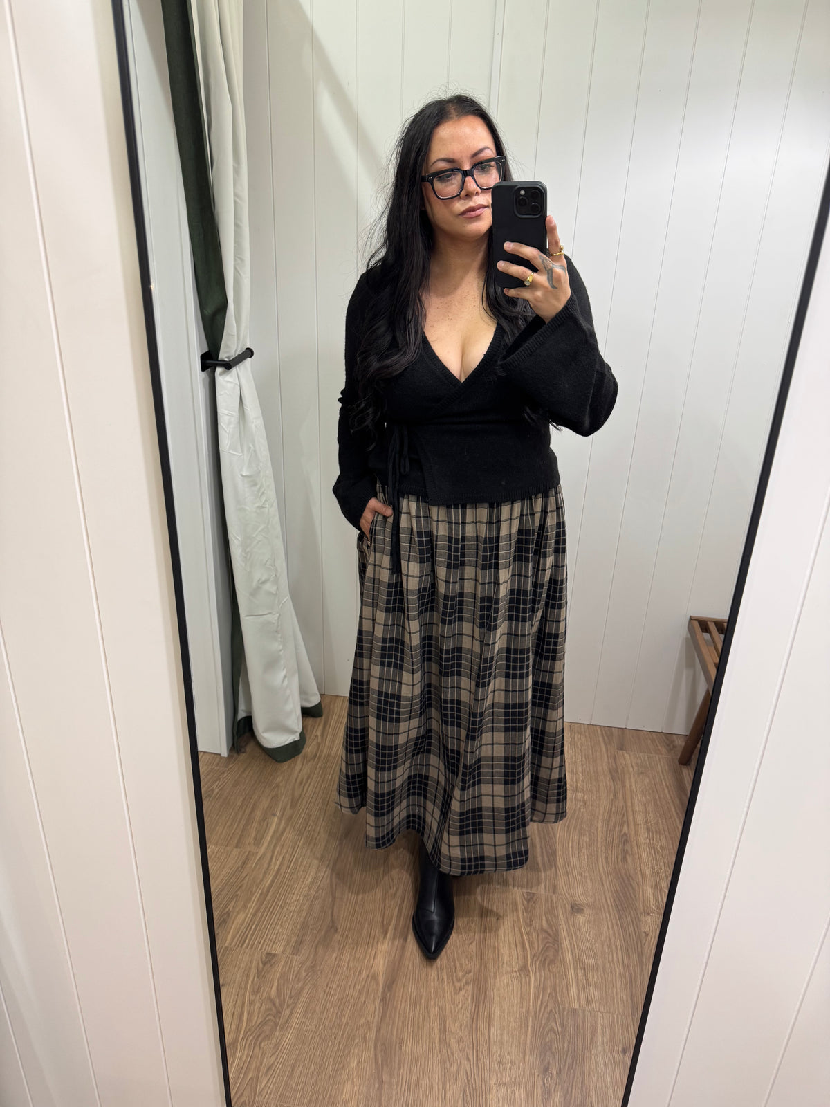 Show Me A Good Time plaid A-line maxi skirt