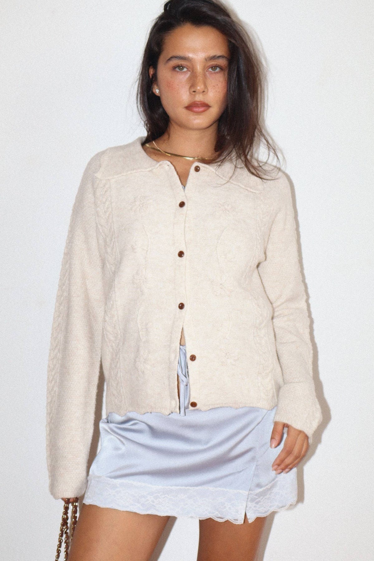 Bailey Rose - Floral Cable Knit Cardigan