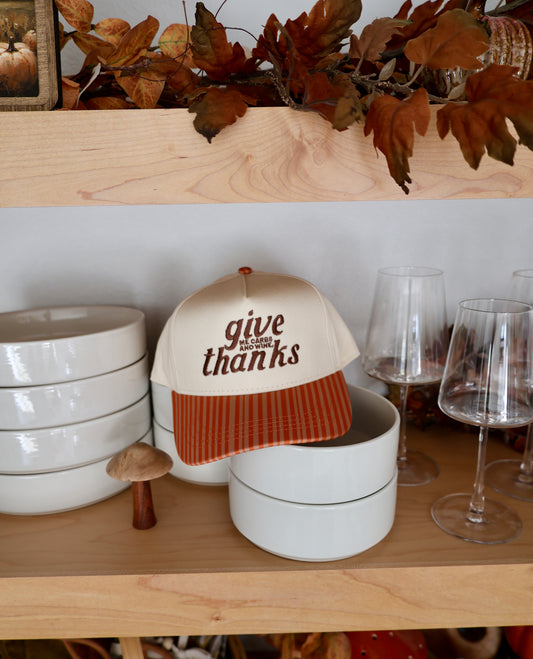 Ruby Moon - Give Me Carbs And Wine, Thanks - Striped Burnt Orange Hat 