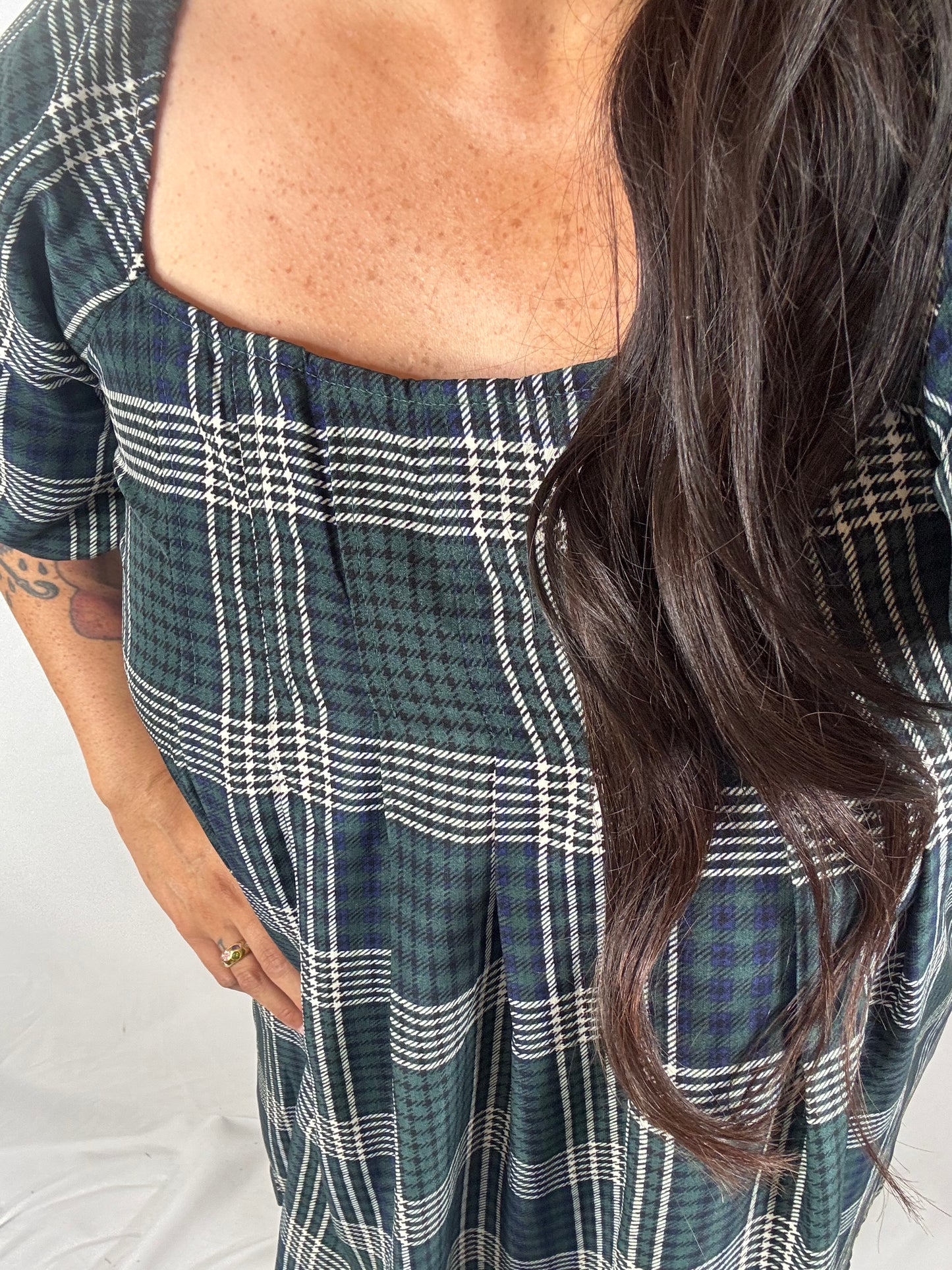 Aint That Somethin plaid puff sleeve mini dress