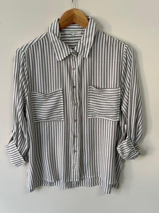 Love Tree - Striped Collared Long Sleeve Button-up Shirt