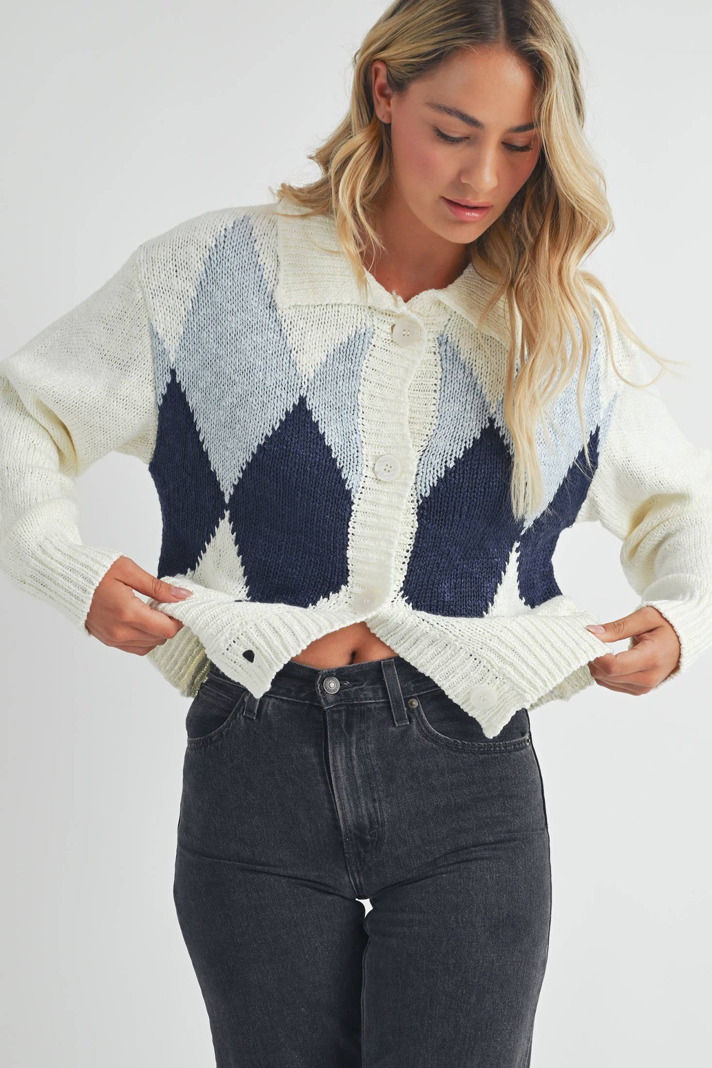 Endless Blu - Argyle Pattern Cardigan.