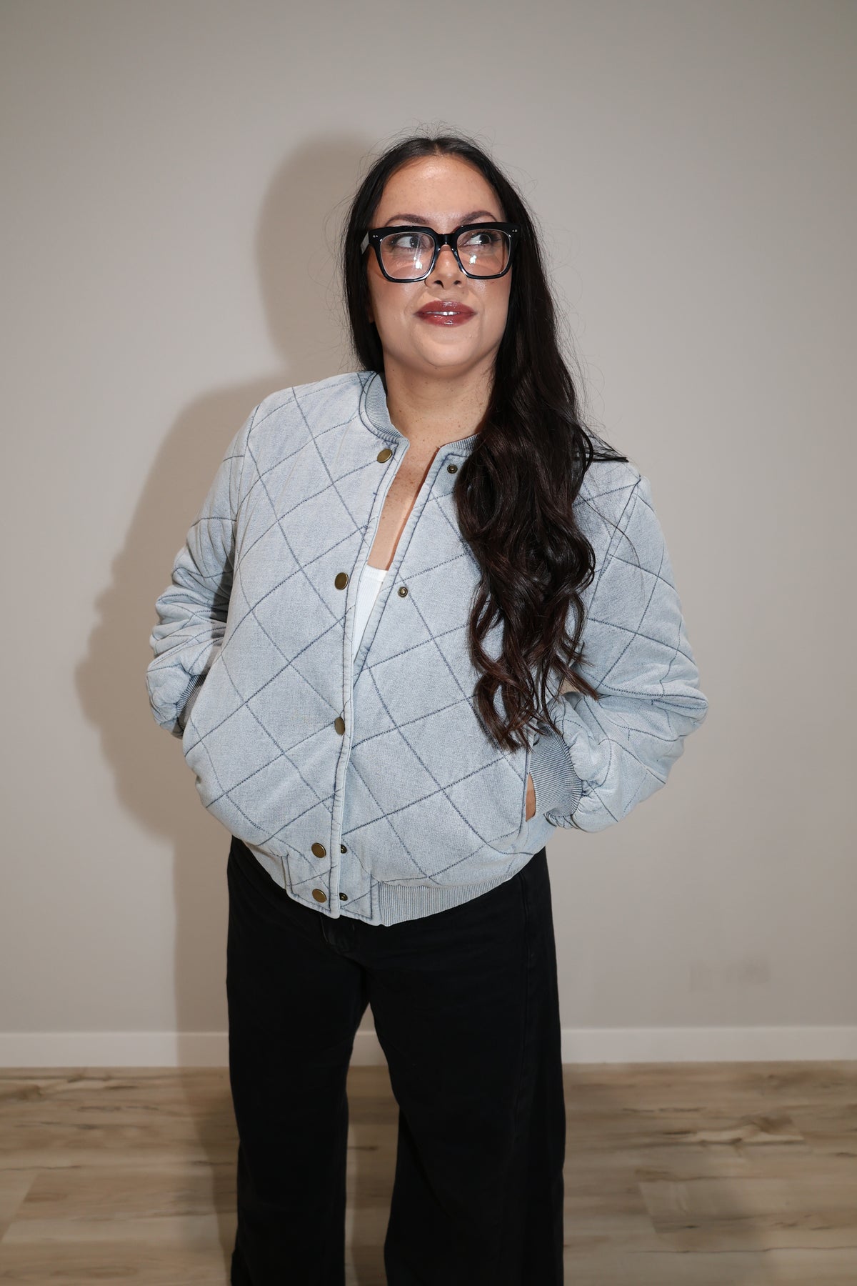 First Snow knit quilted bomber jacket