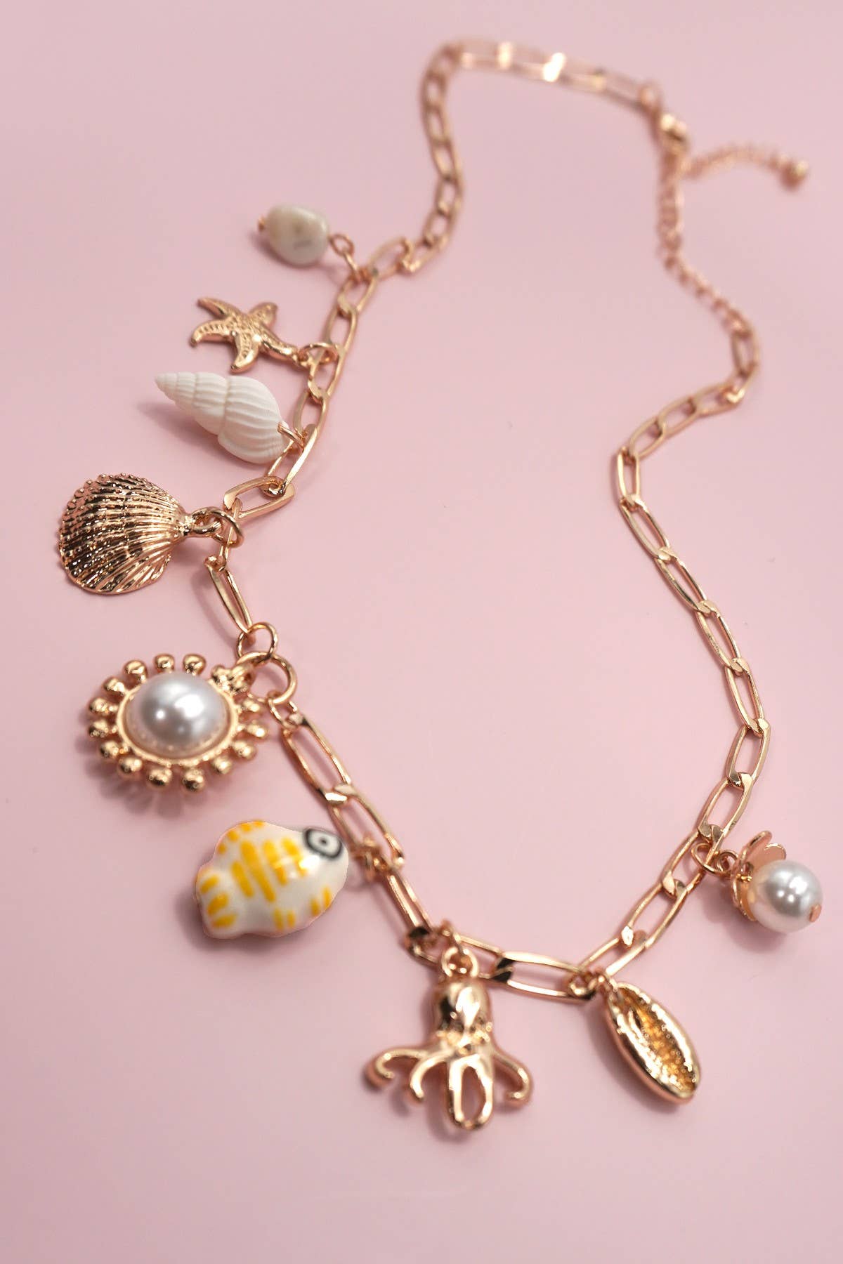 JOSSLYN by wall to wall - CHARM NECKLACE-FISHERMAN TOILE FISH SEA LIFE