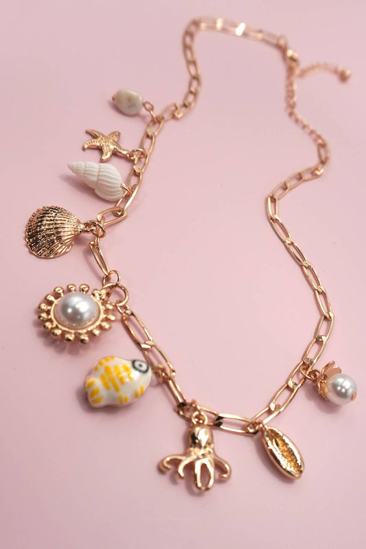 JOSSLYN by wall to wall - CHARM NECKLACE-FISHERMAN TOILE FISH SEA LIFE