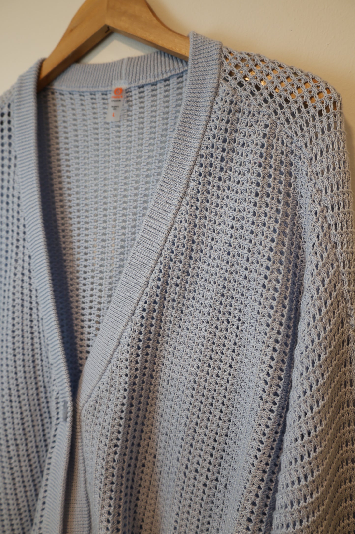 Mono B - Coastal Crochet Open Knit Button-front Cardigan