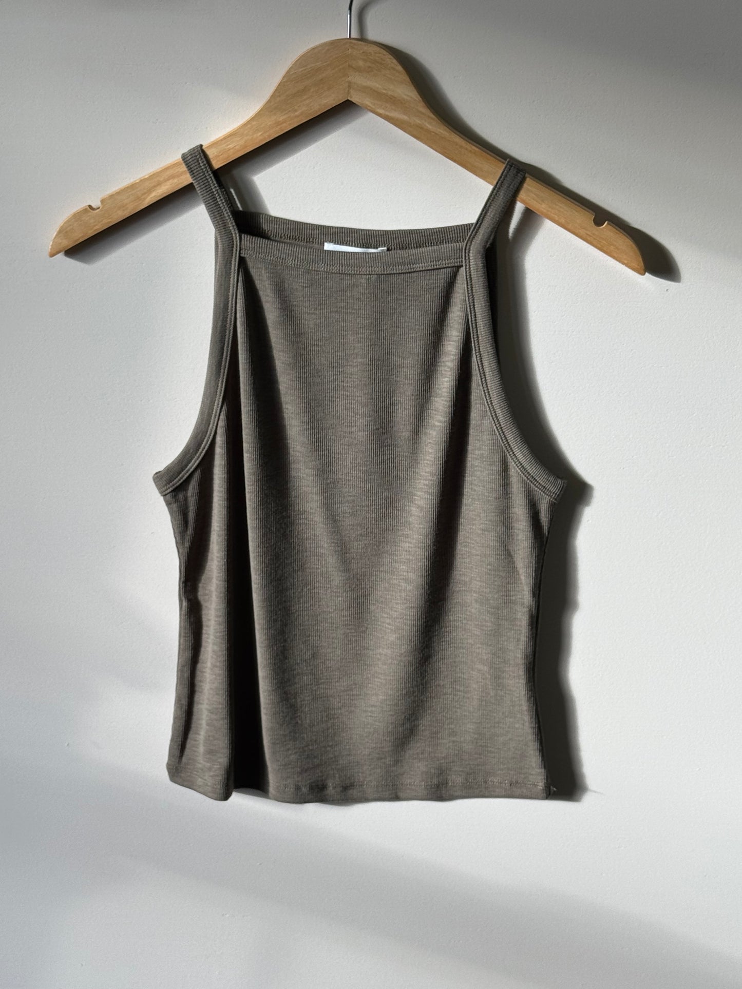Miou Muse - Olive High-neck ribbed Tank