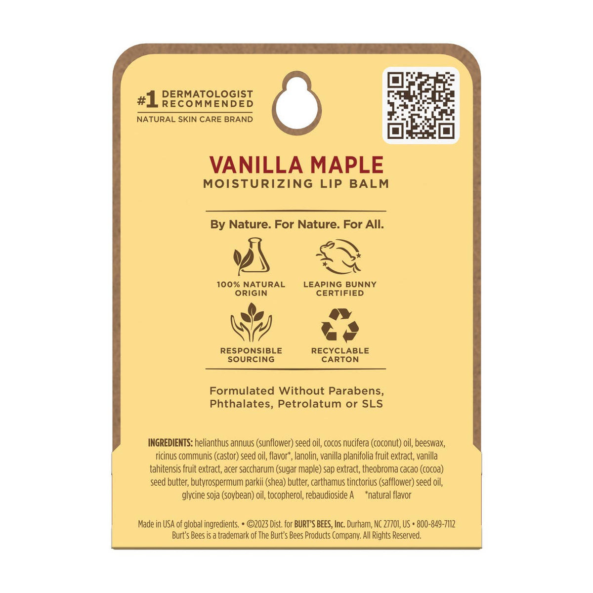 Burt's Bees - Holiday Vanilla Maple Lip Balm 0.15 Oz. Blister Box