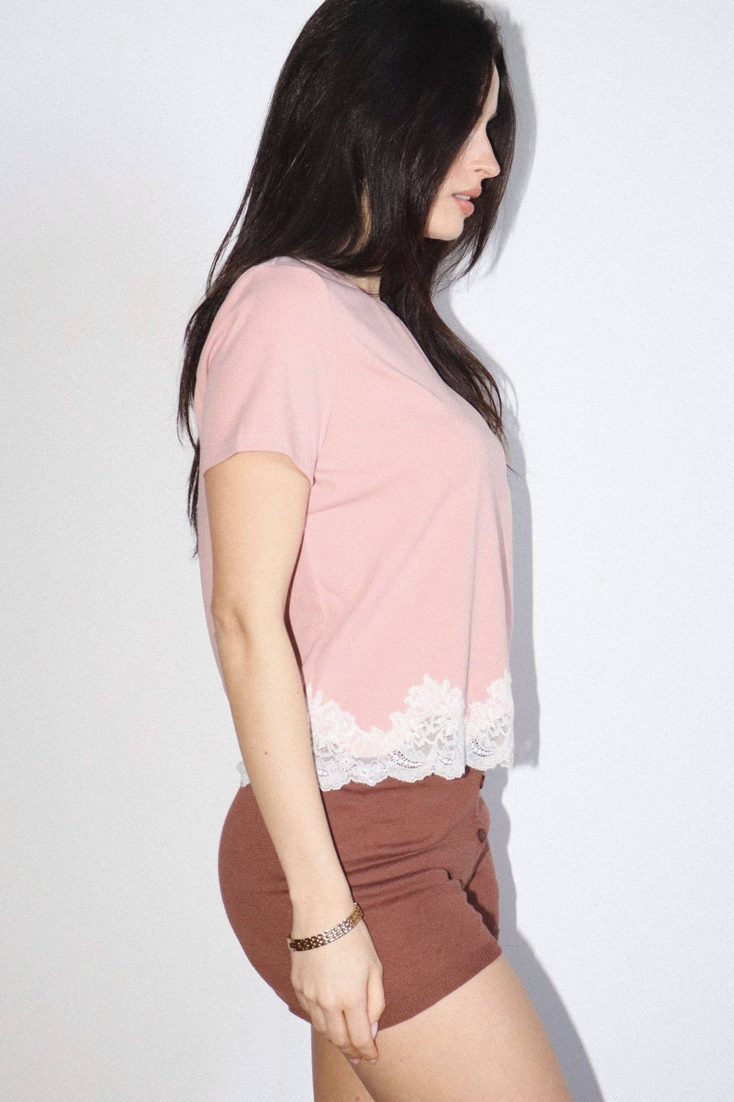 Bailey Rose - Lace Trim Short Sleeve Tee