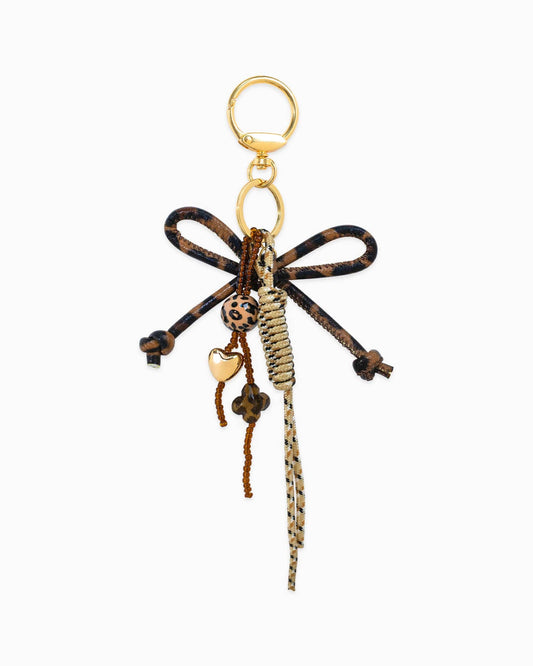 Sessori - Leather Leopard Rope Knot Dangle Bag Charm