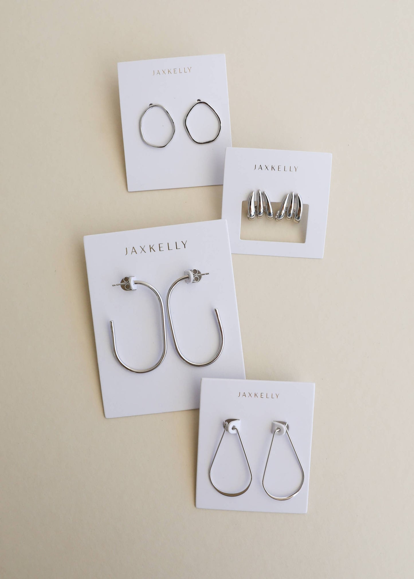 JaxKelly - Silver Three Hoop Huggie - Earring