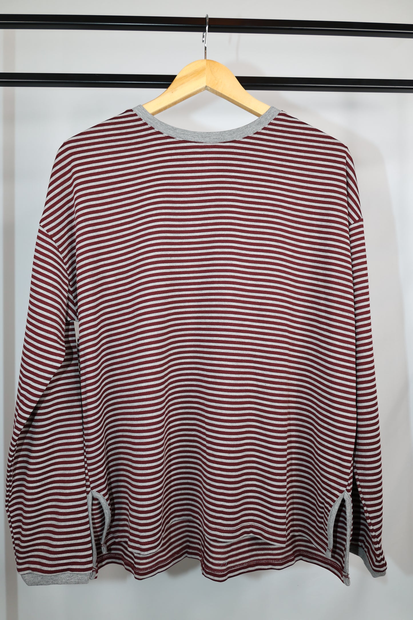 Wishlist - Burgundy/Grey Striped Long Sleeve Shirt