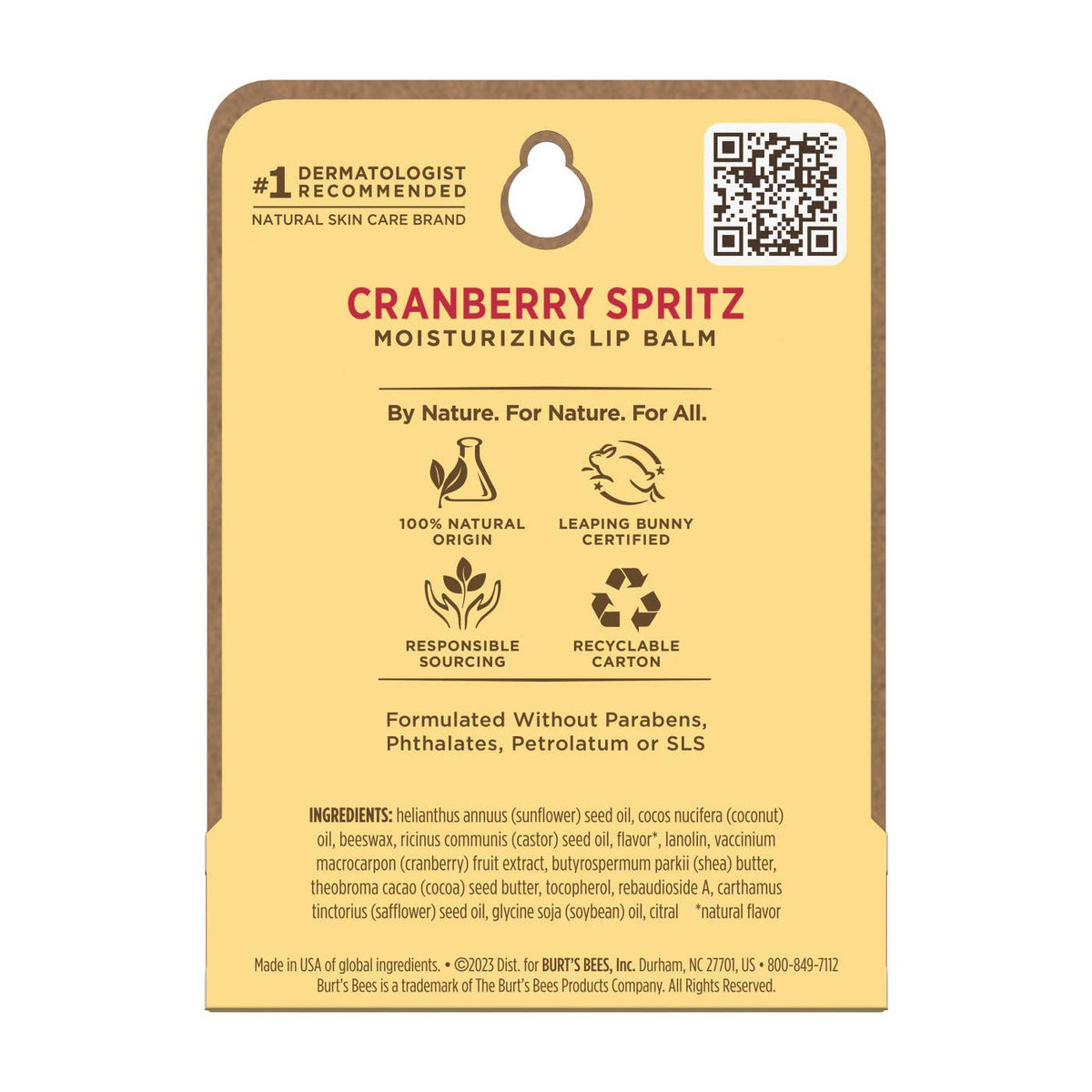 Burt's Bees - Holiday Cranberry Spritz Lip Balm 0.15 Oz. Blister Box