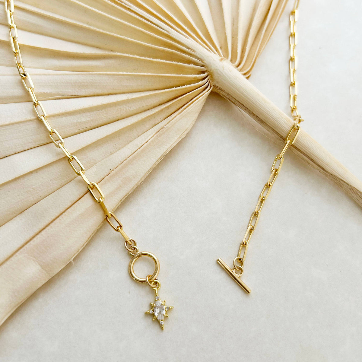 KARA | TOZER - Mini Gold Paperclip Star Necklace w/ Front Toggle Clasp