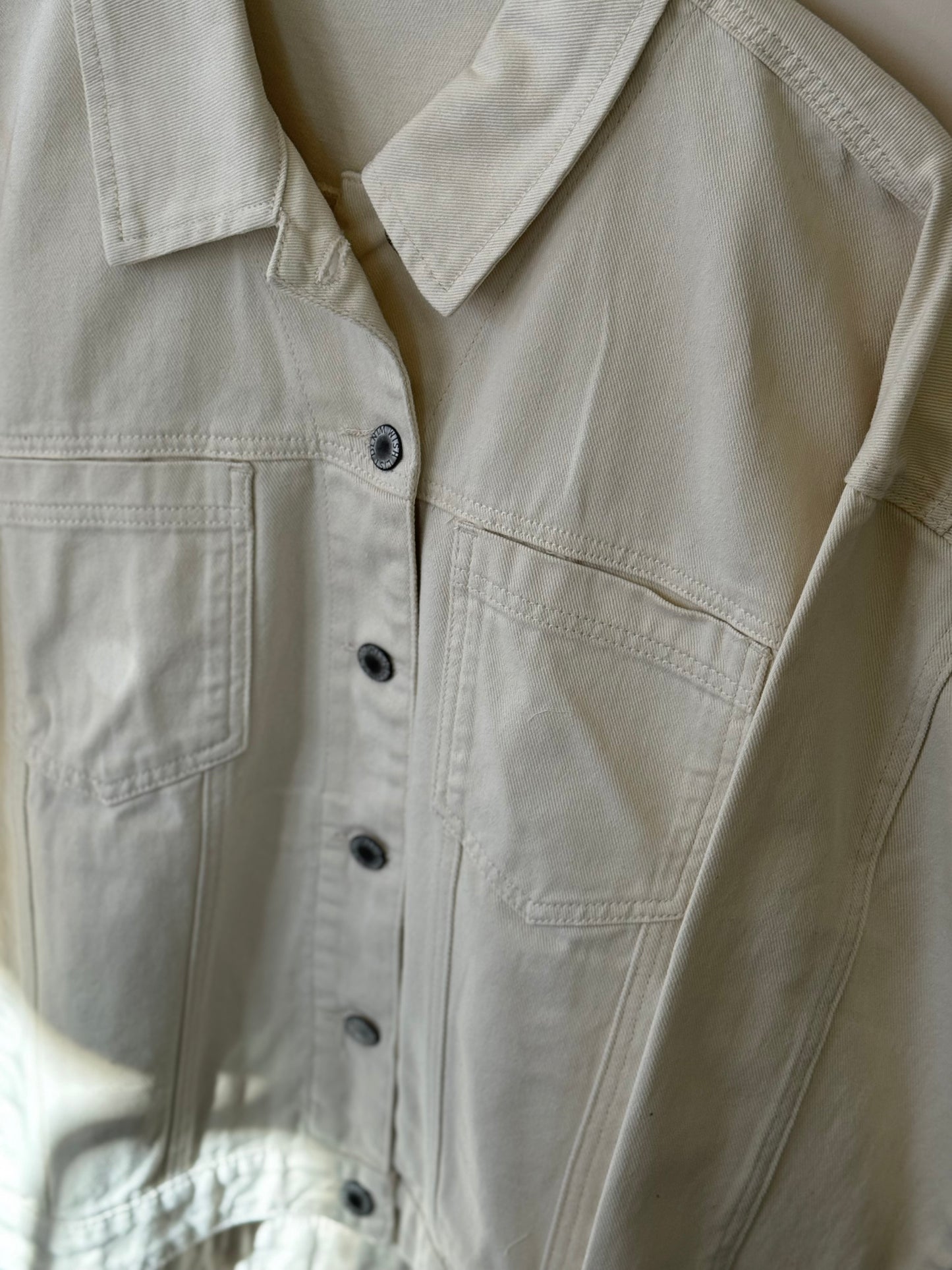 Wishlist - Cream Button-up Classic Denim Jacket 100% Cotton