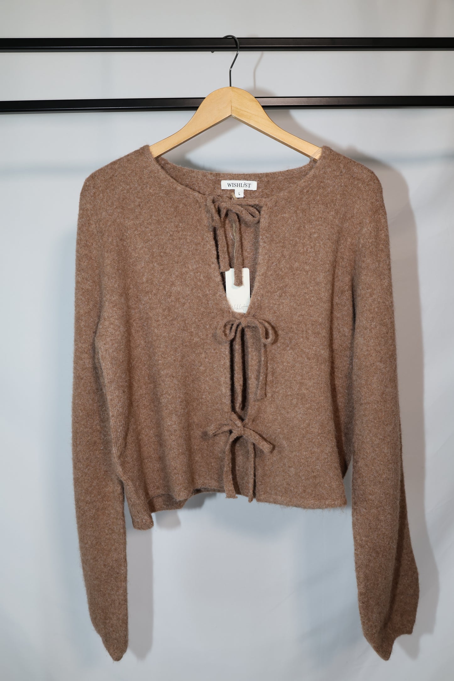 Wishlist - Mocha Soft Tie Front Cardigan