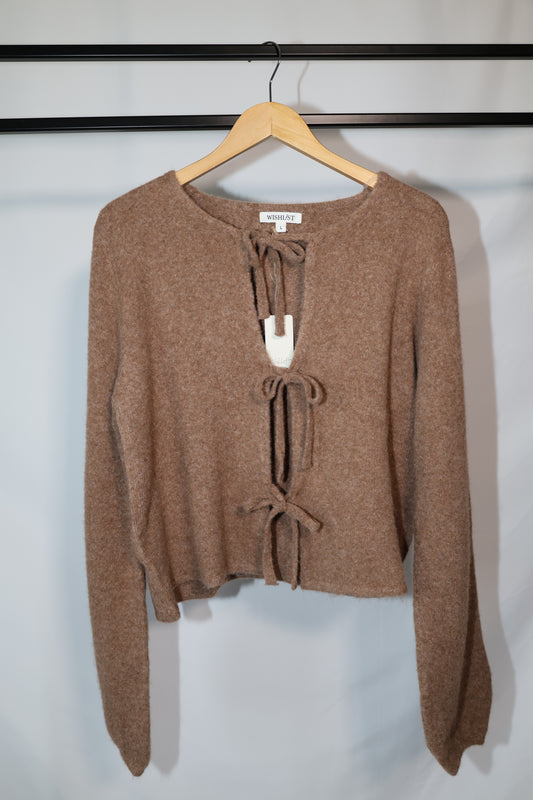 Wishlist - Mocha Soft Tie Front Cardigan