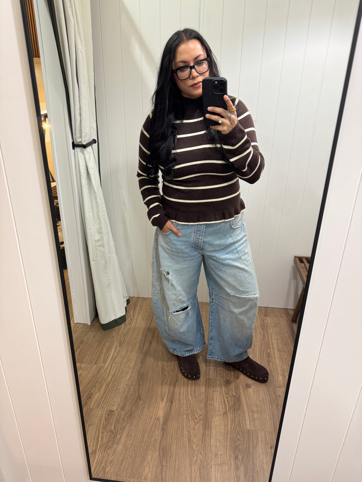 Saved You A Seat stripe long sleeve sweater