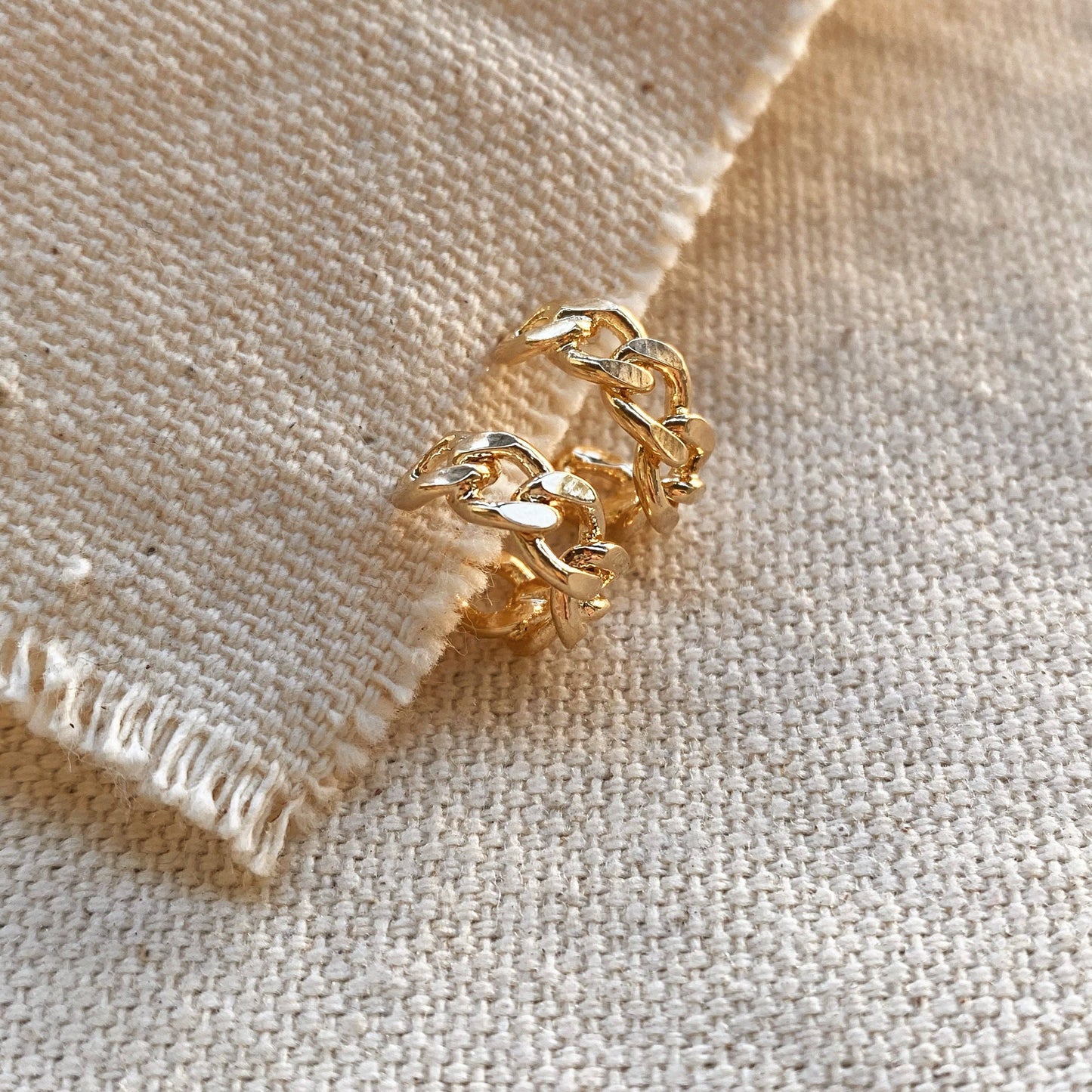 GoldFi - 18k Gold Filled Petite Chain Link Chain C-Hoop Earrings