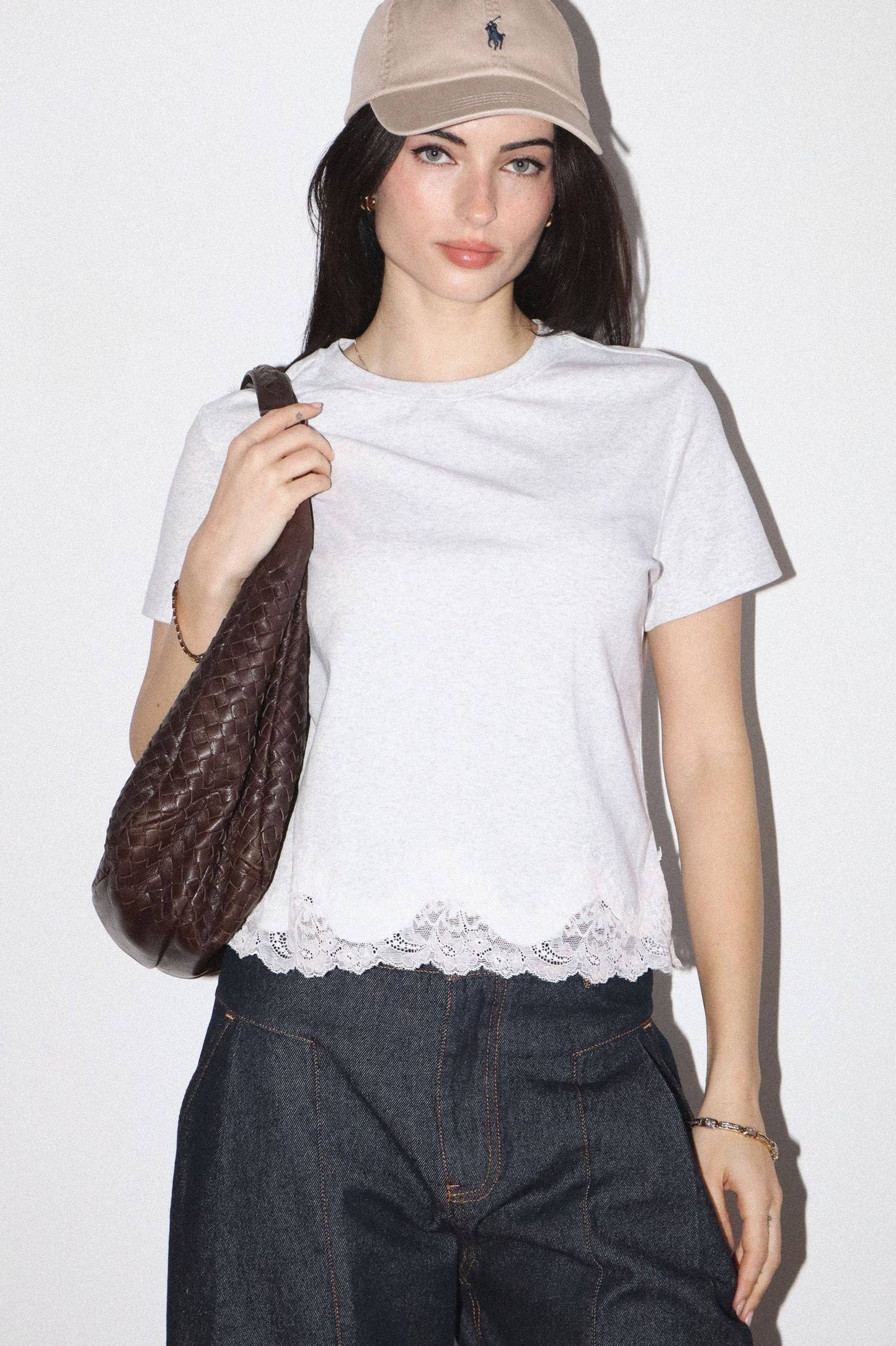 Bailey Rose - Lace Trim Short Sleeve Tee
