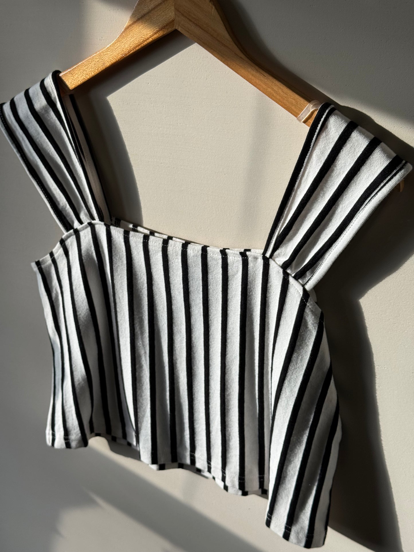 Miou Muse - Black/White Striped Cropped Tank