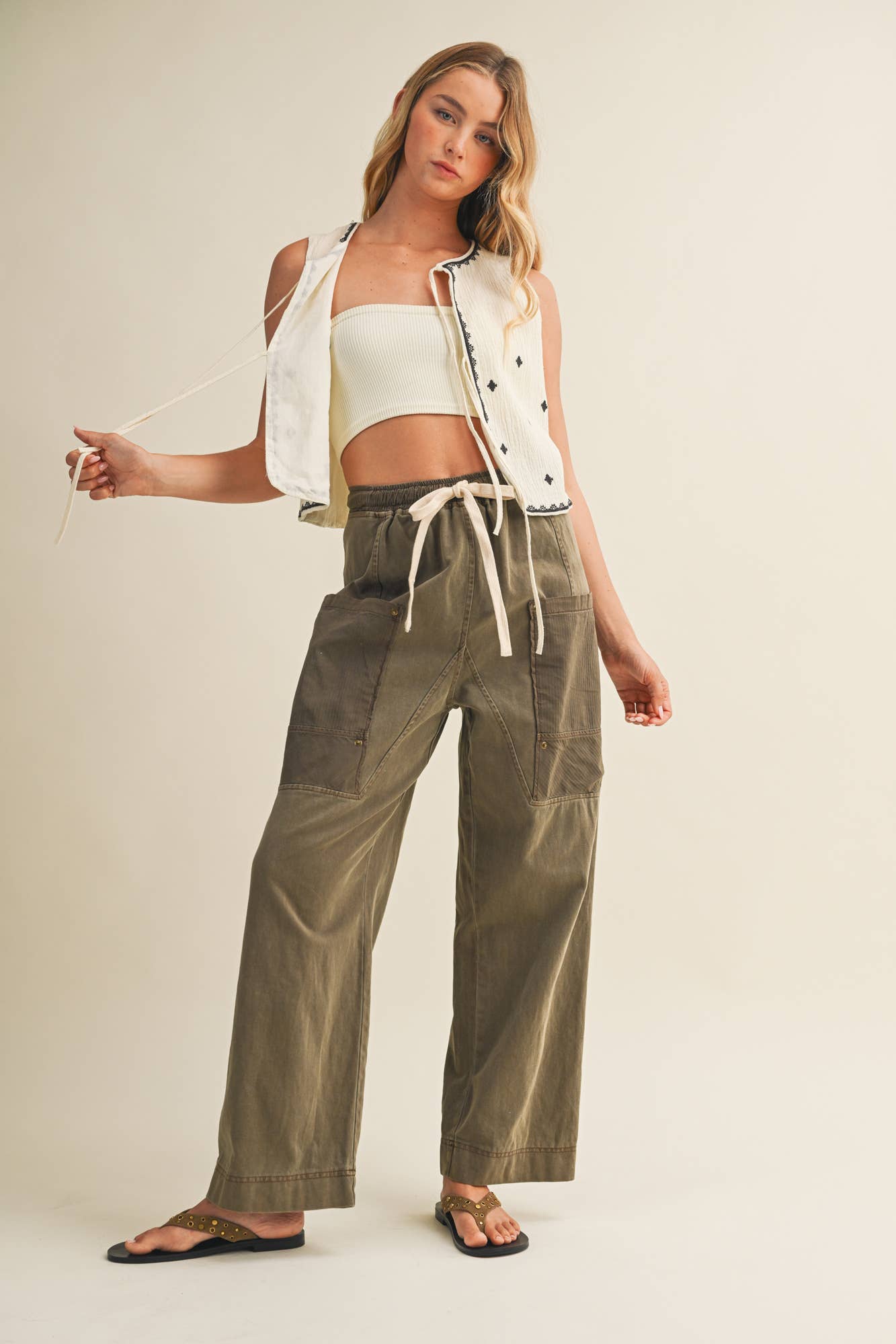 Mustard Seed - SIDE POCKET WIDE PANTS