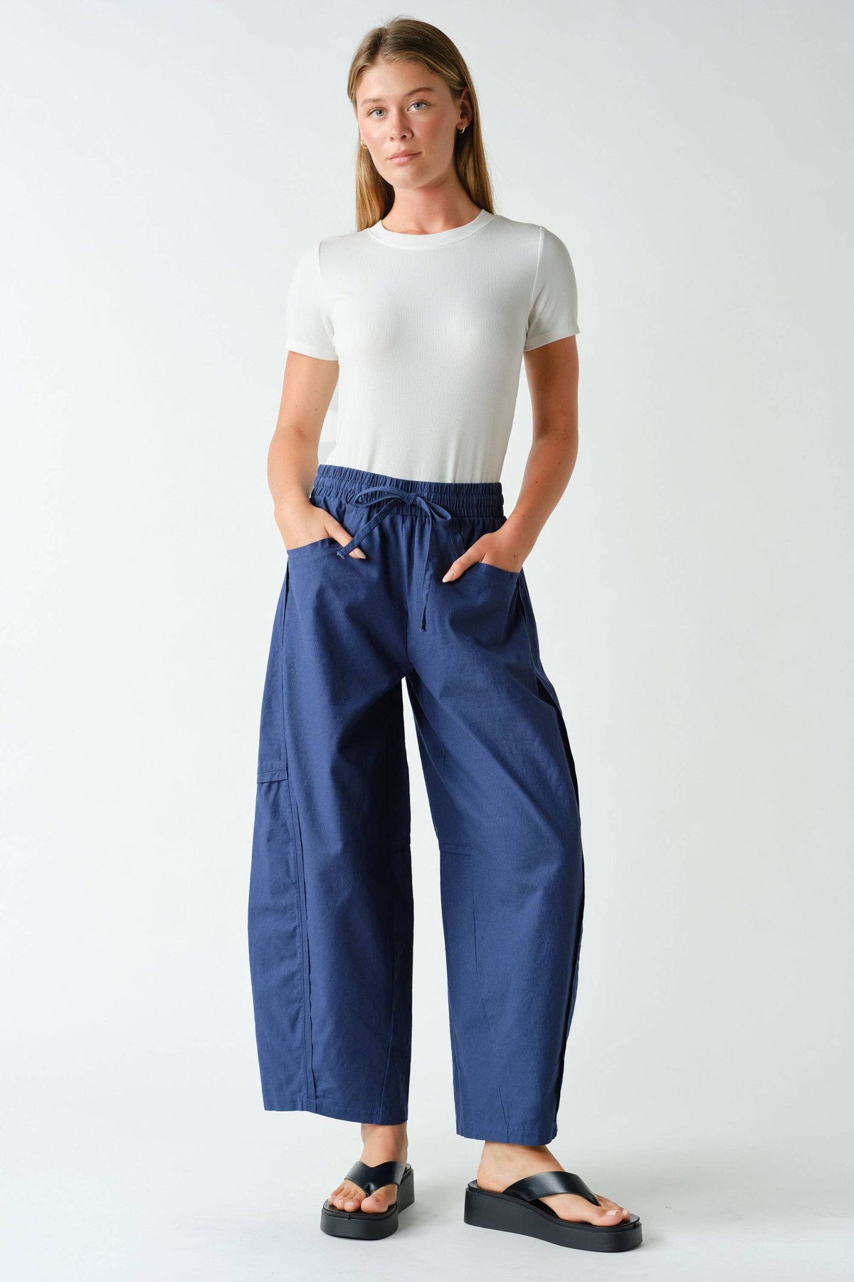 Mono B - Ember Cotton Barrel-Leg Utility Pants