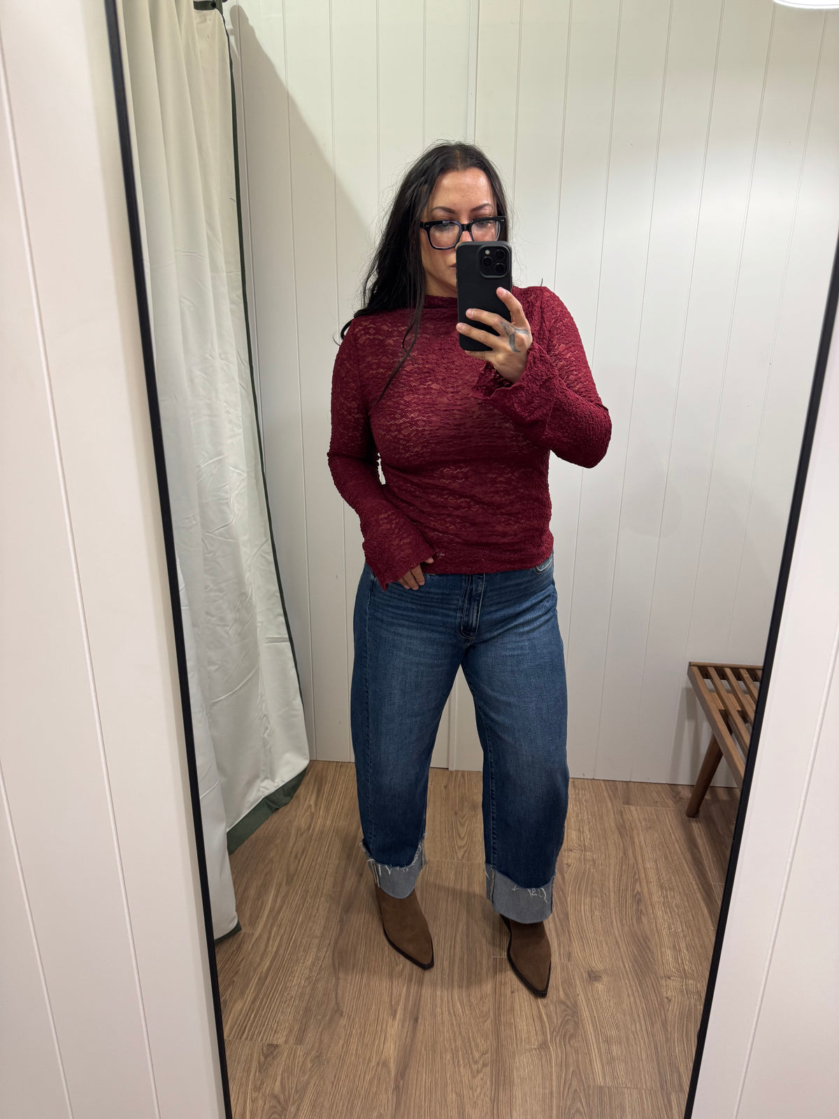 Missed Connection lace mock neck long sleeve