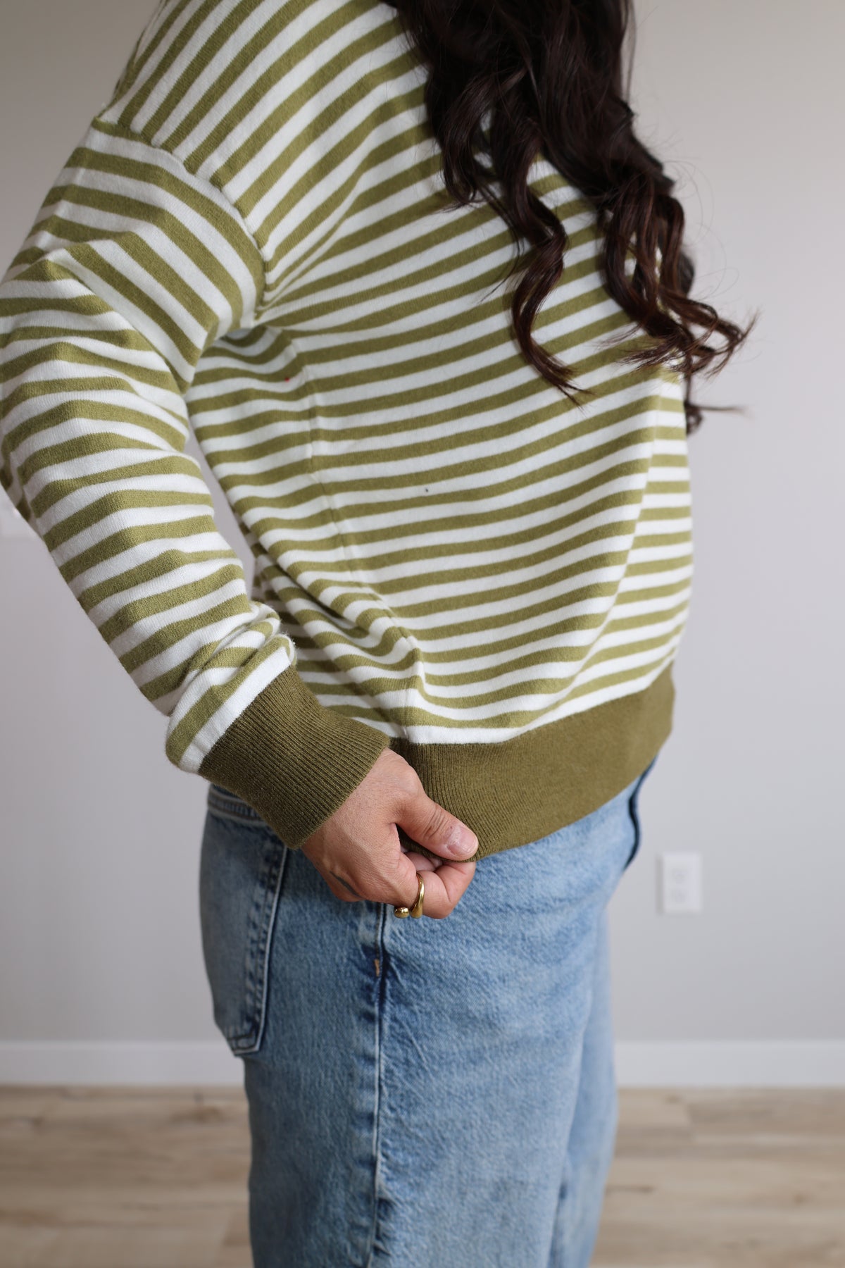 Last Train Home striped contrast collar knit top