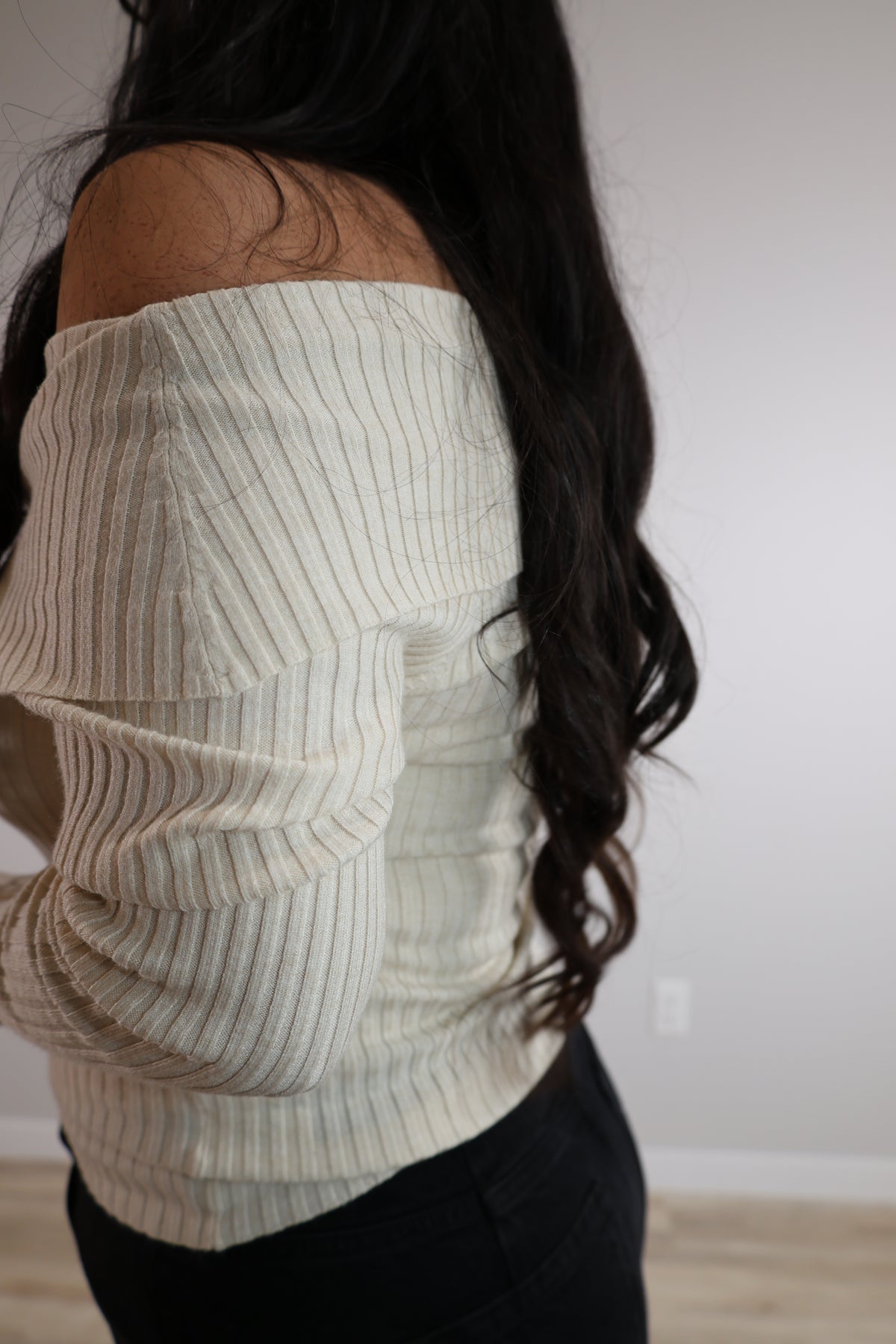 When We're Together off the shoulder long sleeve top
