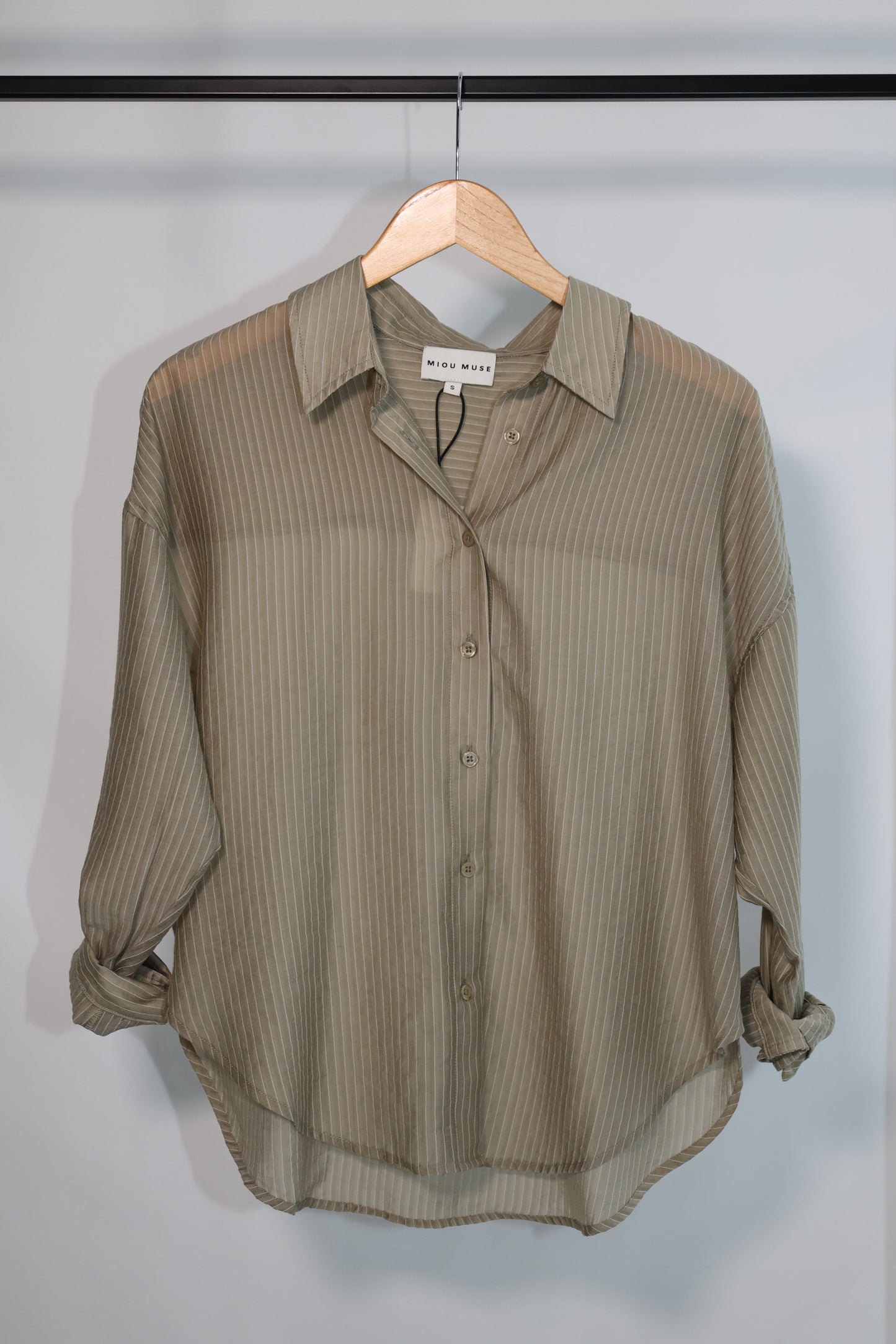 Miou Muse pin striped sheer button front shirt