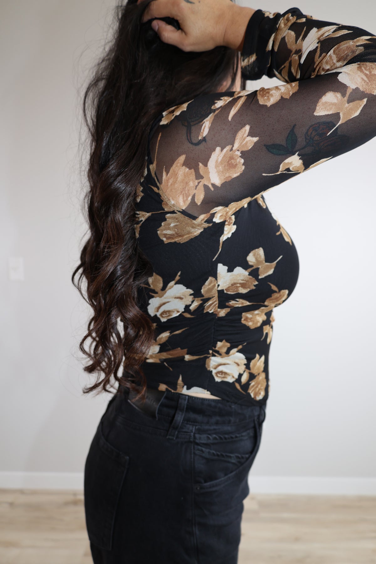 Change Of Plans sheer sleeve top