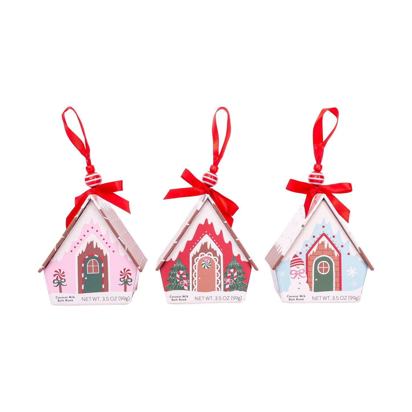 Cait + Co - Bath Bomb Christmas Ornament House - Pink