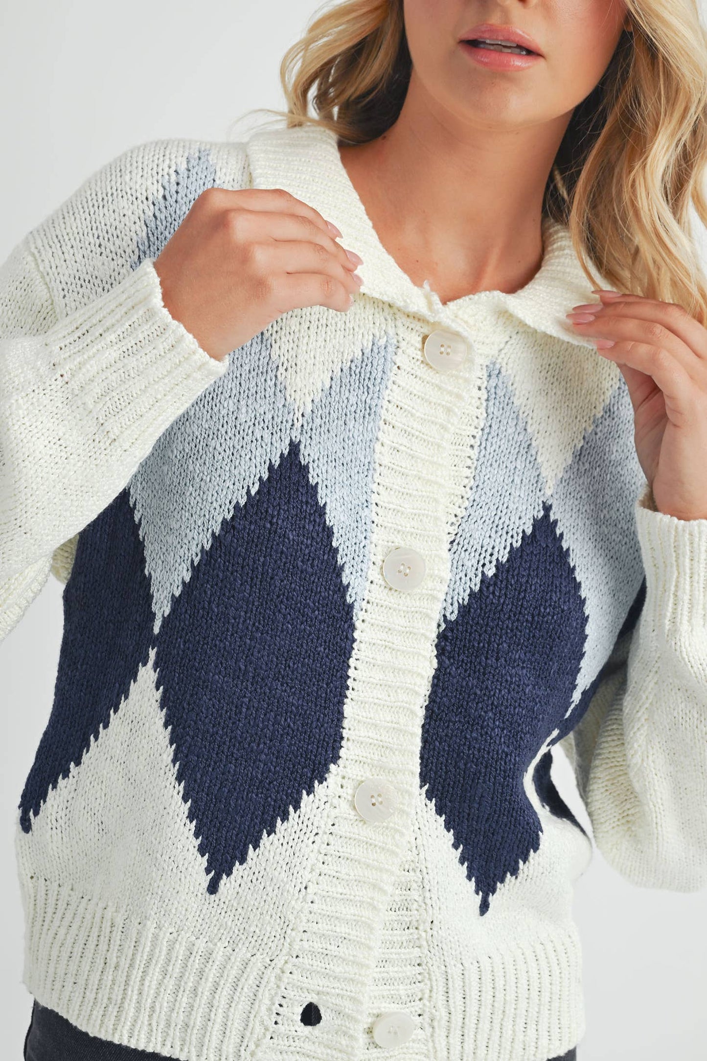 Endless Blu - Argyle Pattern Cardigan.