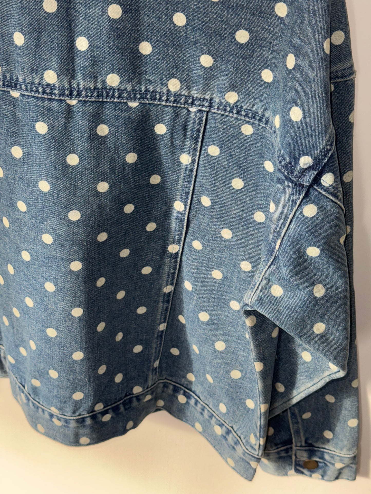 Miou Muse - White Polka Dot Demin Jacket
