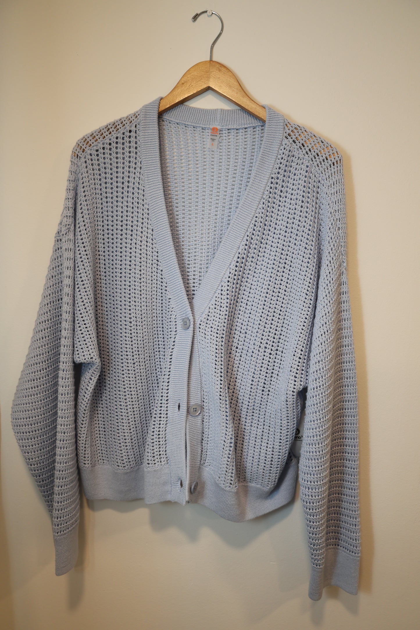 Mono B - Coastal Crochet Open Knit Button-front Cardigan
