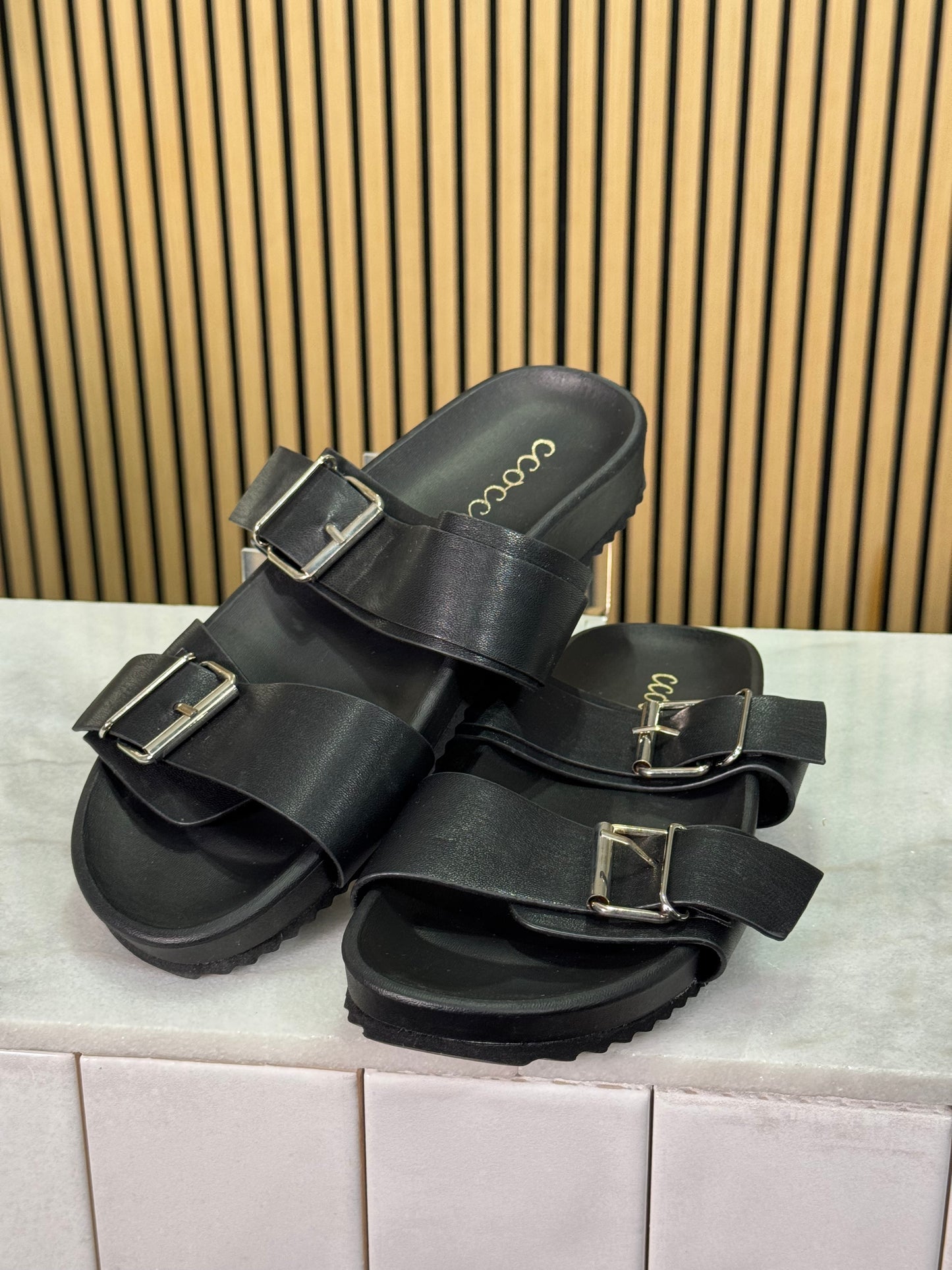 CCOCCI - ROUGE DOUBLE BUCKLE STRAP SLIDE SANDAL