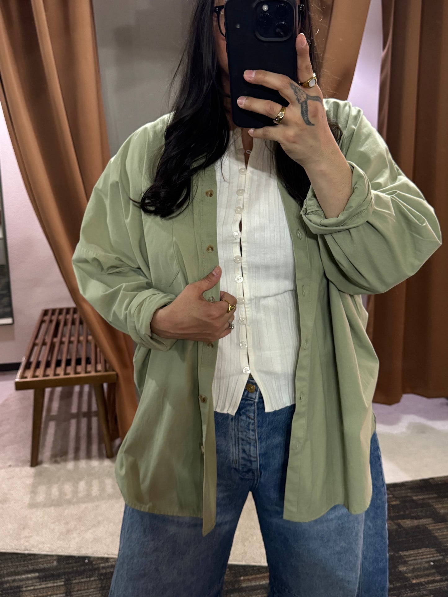 Hyfve - Sage Green Oversized Button-Up