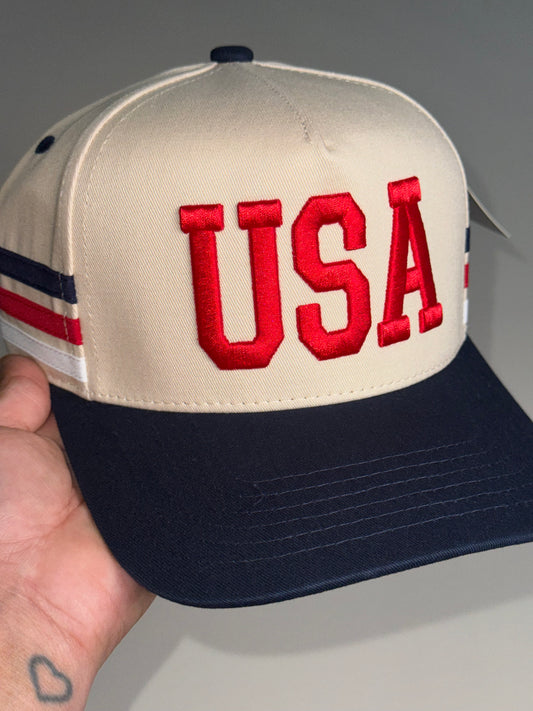 3 Lines USA Striped Two Tone Trucker Hat
